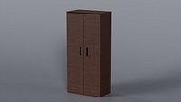 Low Poly 2 doors dark wood wardrobe 3D Model StemCell certified 4K PBR Textures