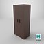 Low Poly 2 doors dark wood wardrobe 3D Model StemCell certified 4K PBR Textures