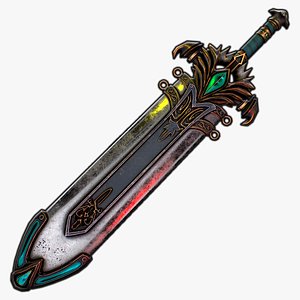 Fantasy Sword 25 With Scabbard 3D Model model