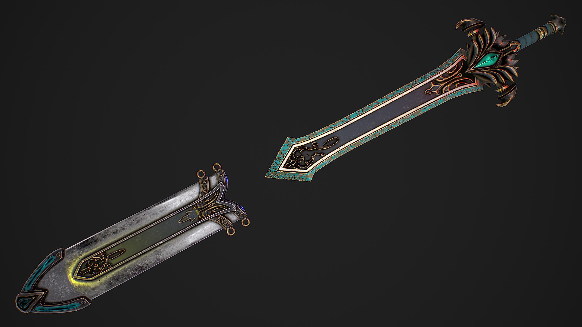 Fantasy Sword 25 With Scabbard 3D Model Model - TurboSquid 2137433