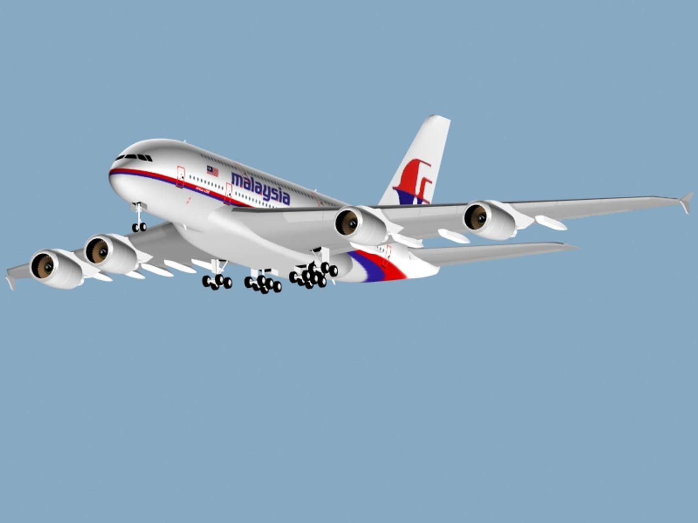 Airbus A380-800 Malaysia Airlines 3d Dwg