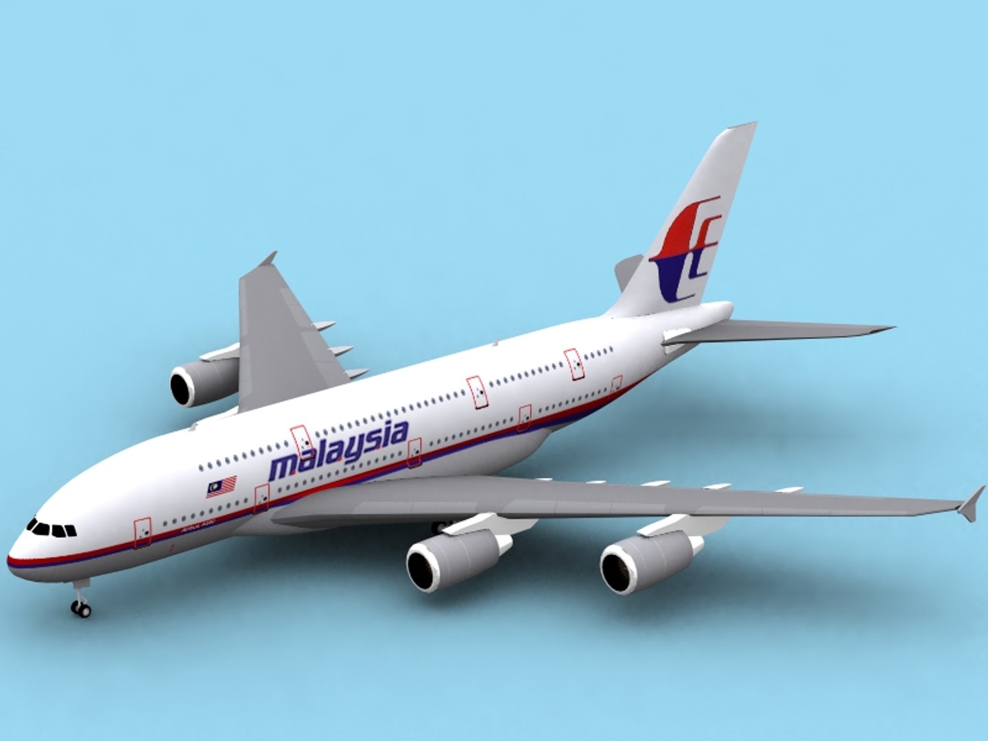 Airbus A380-800 Malaysia Airlines 3d Dwg
