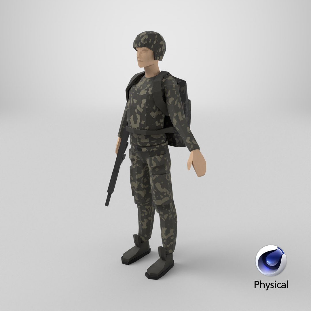 Low Poly Soldier 3D model https://p.turbosquid.com/ts-thumb/4B/7YQbir/CQ/stemcell_cinema_4d_physical_render/png/1710320529/1920x1080/fit_q87/92d761d7ee69acce4503b1deed98eafc3c4f650f/stemcell_cinema_4d_physical_render.jpg
