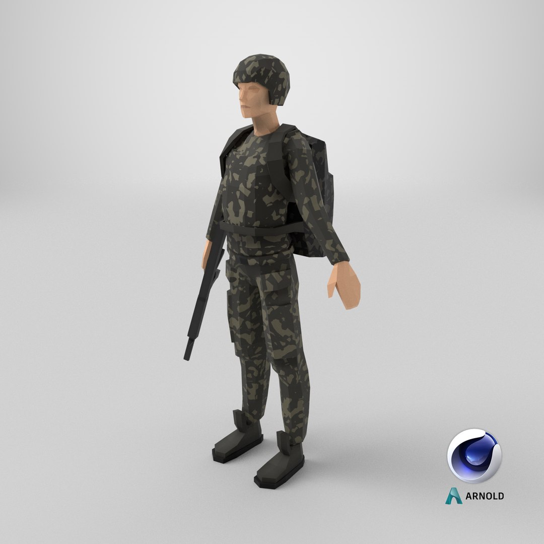 Low Poly Soldier 3D model https://p.turbosquid.com/ts-thumb/4B/7YQbir/dR/stemcell_cinema_4d_arnold_render/png/1710320527/1920x1080/fit_q87/789cd6deb81f09abeee9a9182aa57e10754fb285/stemcell_cinema_4d_arnold_render.jpg