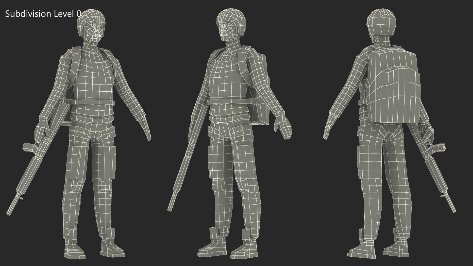 Low Poly Soldier 3D model https://p.turbosquid.com/ts-thumb/4B/7YQbir/jn/lowpolysoldiervray3dmodel012/jpg/1706588477/1920x1080/fit_q87/342e2ef53a3dbfd1643d0bb112e281d493533508/lowpolysoldiervray3dmodel012.jpg