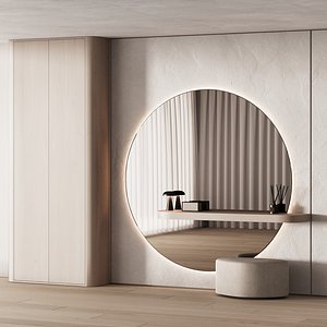 577 hallway zone 20 big round mirror with pouf CORONA 2021 3D