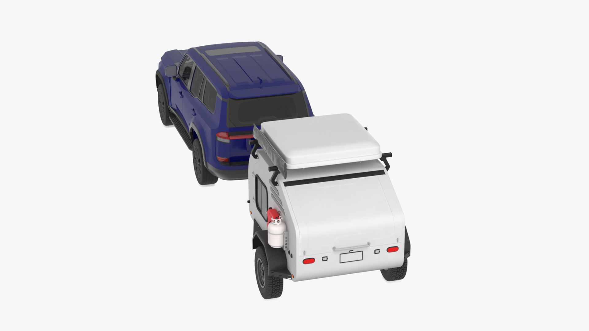 Modern SUV with Camping Trailer 3D model preview