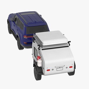 3D Modern SUV with Camping Trailer model