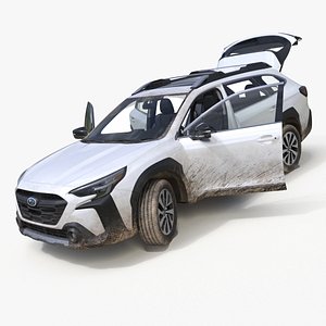White Subaru Outback 2025 Dirty Rigged for Maya
