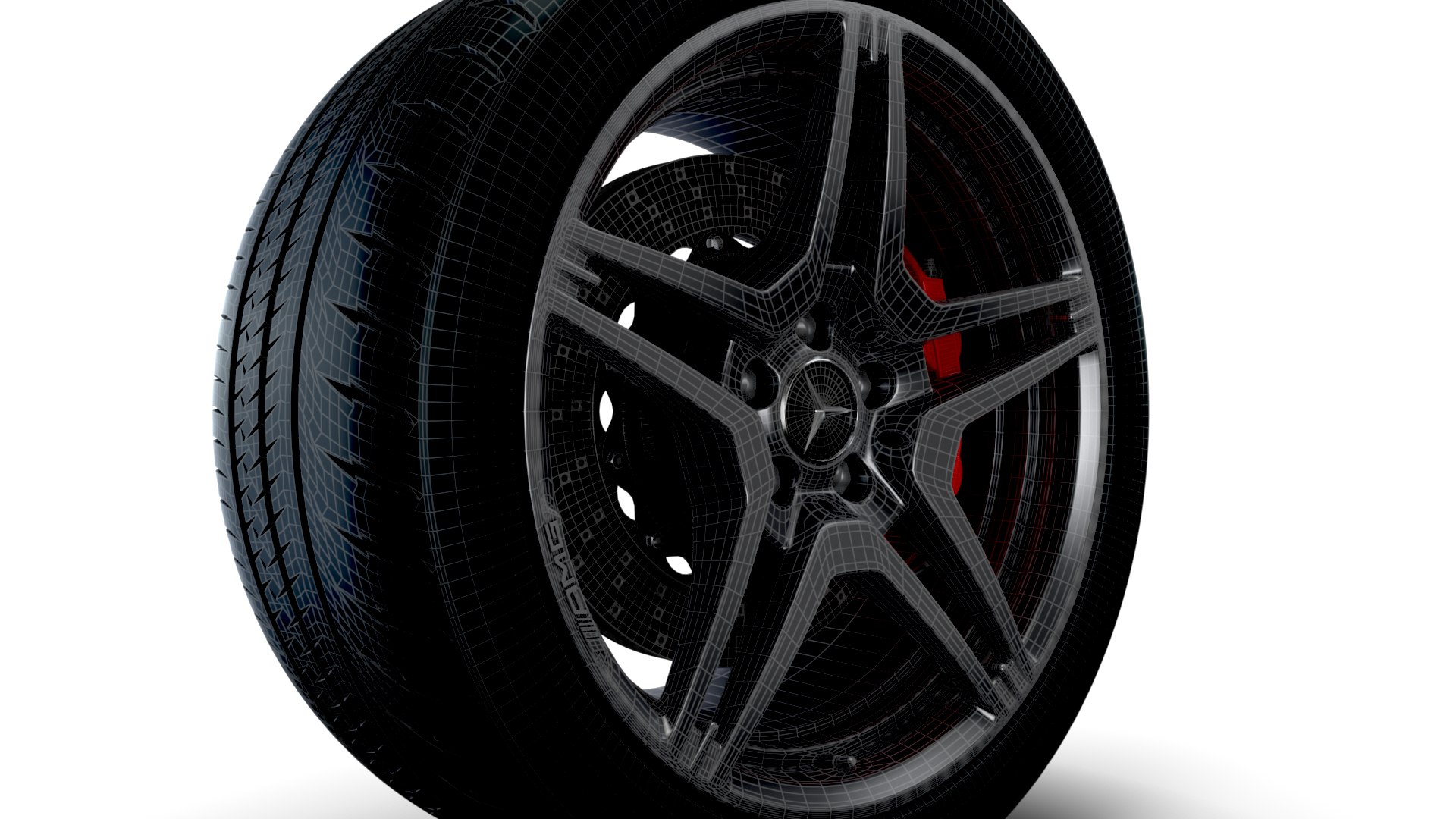 AMG Iv Twin Spoke Wheel 3D Model TurboSquid 2021697