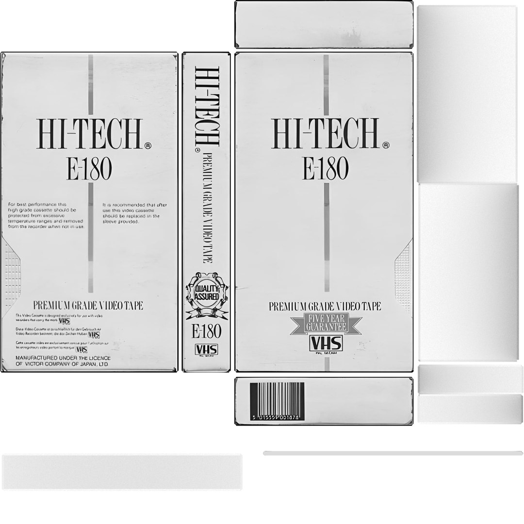 VHS Hi-Tech E-180 model https://p.turbosquid.com/ts-thumb/4B/lxEwbQ/2R/hiteche180premium_roughness/png/1788983553/1920x1080/fit_q87/47f33b6229b2830c511f28df708ce59e0b773912/hiteche180premium_roughness.jpg