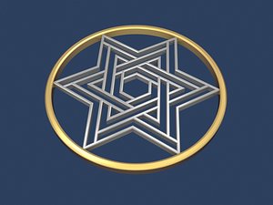 3D star david circle