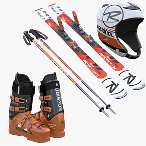 Alpine Ski Boots Helmet  Poles Collection