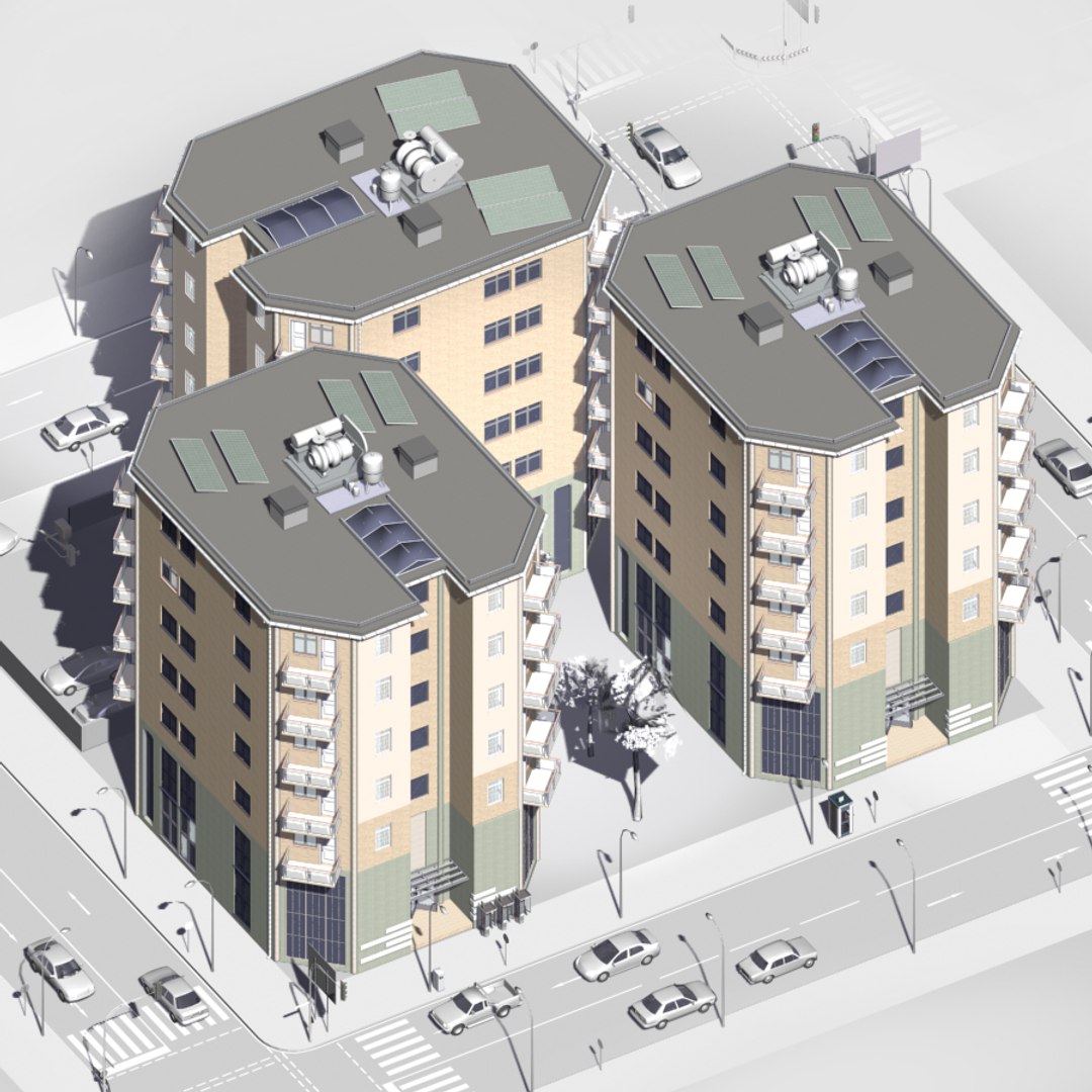 Urban Block Buildings 3d Model