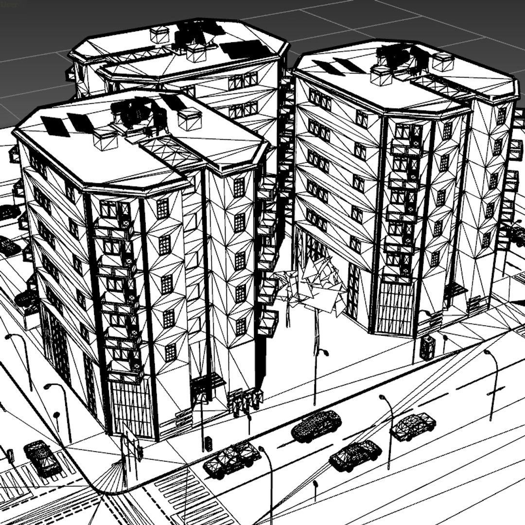Urban Block Buildings 3d Model
