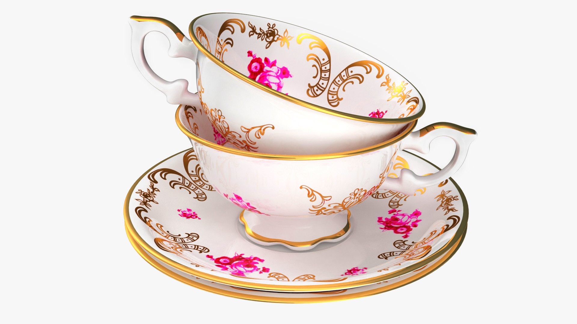 Antique Teacups 3D model preview