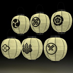3D model japanese lantern white