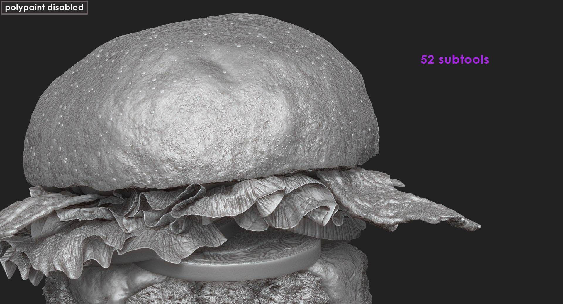 Zbrush Double Cheese Burger with Bacon Lettuce Tomato Onions Pickles