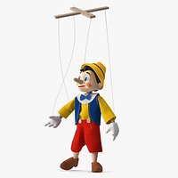 Pinnochio Wooden Marionette Figure Rigged
