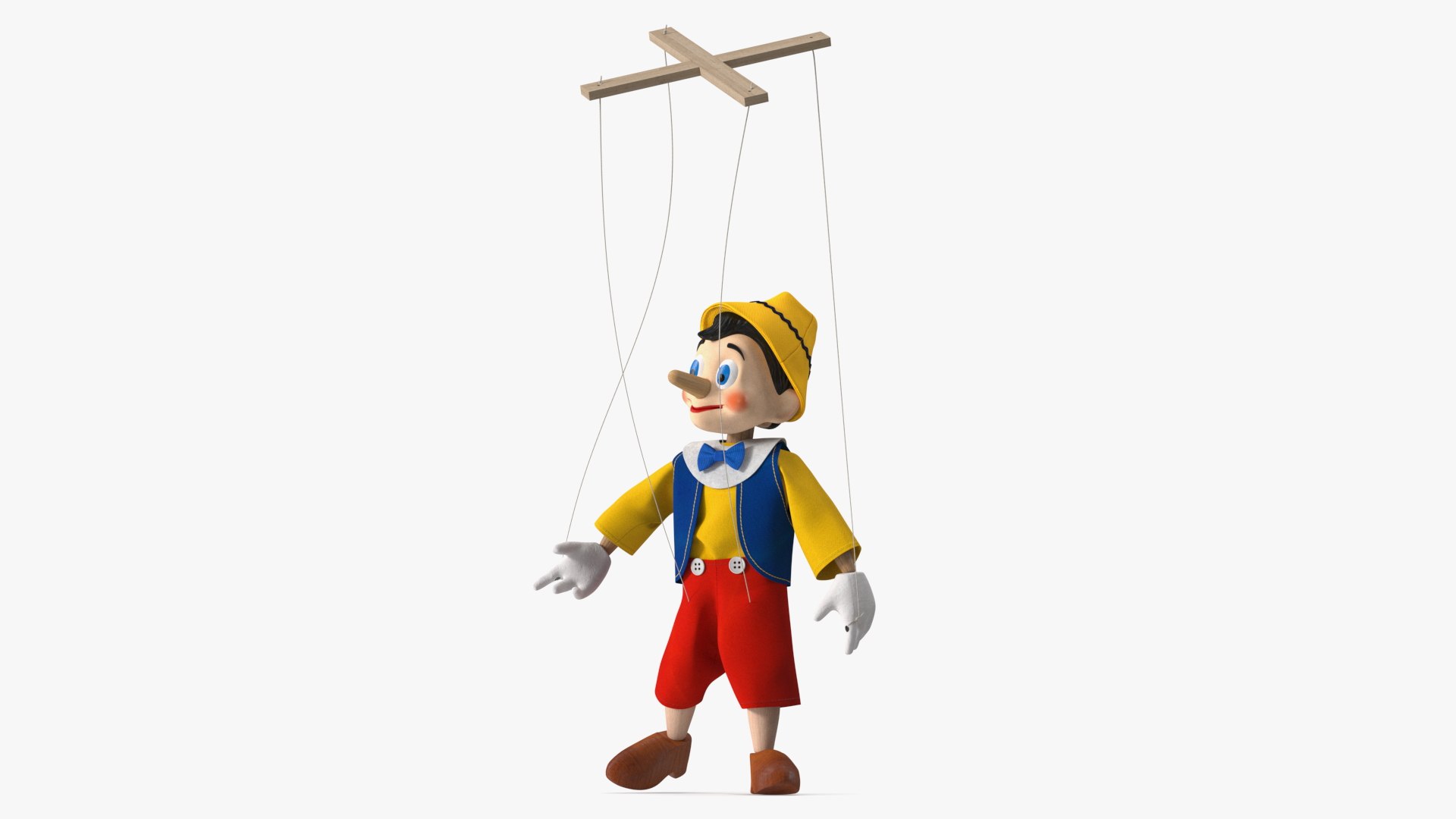Pinnochio Wooden Marionette Figure Rigged 3D model preview