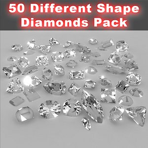50 different shape diamonds 3d model