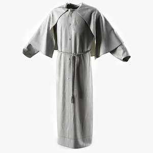 3D Long Robe with Mantle and Belt