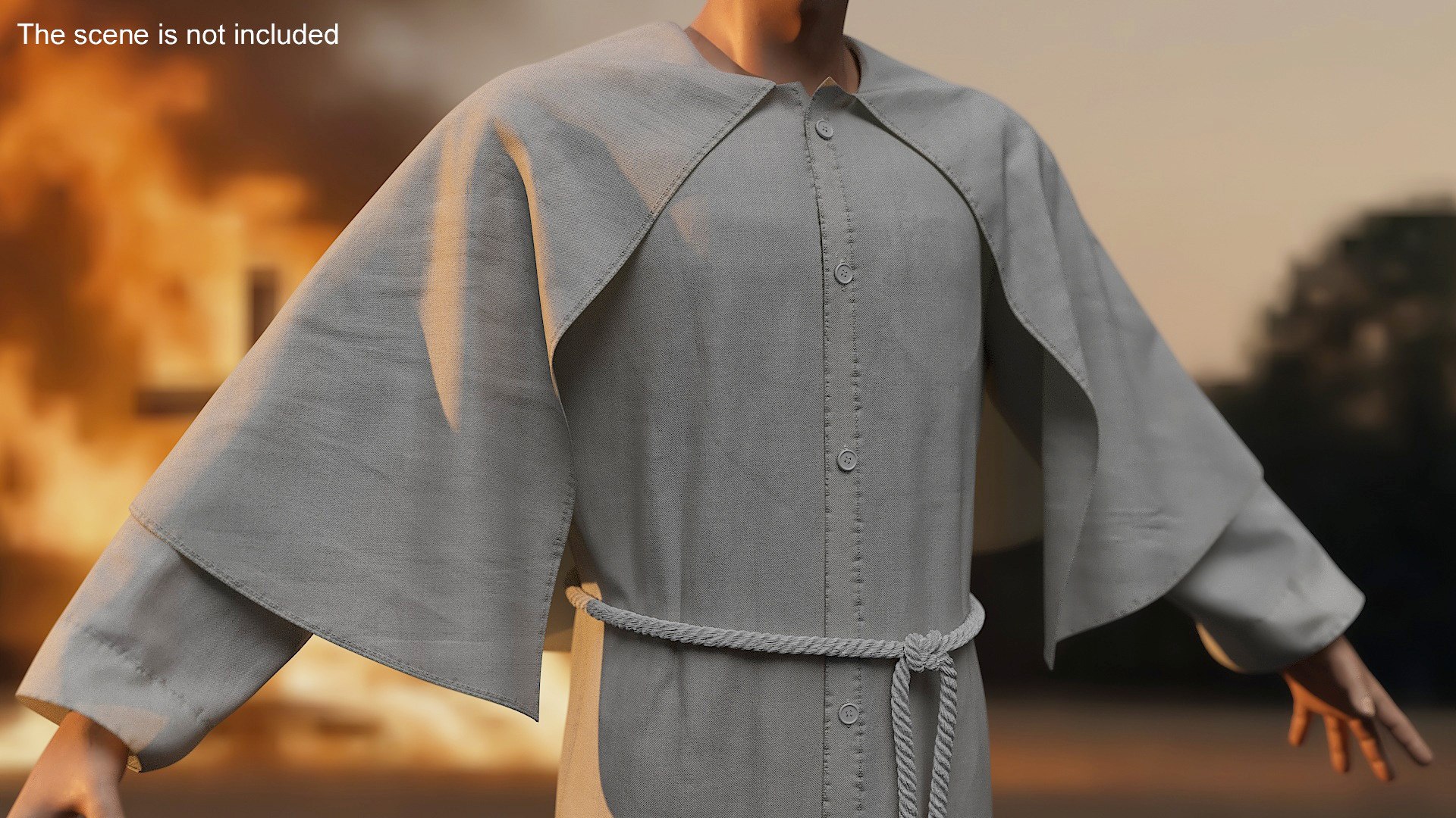 3D Long Robe With Mantle And Belt - TurboSquid 2348870