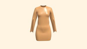 3D Girls Cut Sleeve Dress In Low Poly model