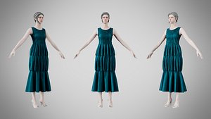 3D Dress 24 Teal Velvet
