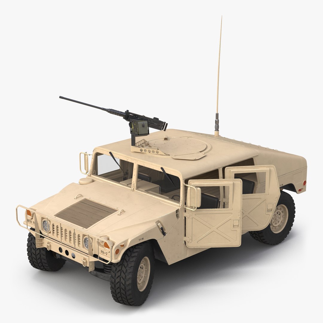 High Mobility Multipurpose Wheeled Vehicle Humvee Desert Rigged 3D model preview