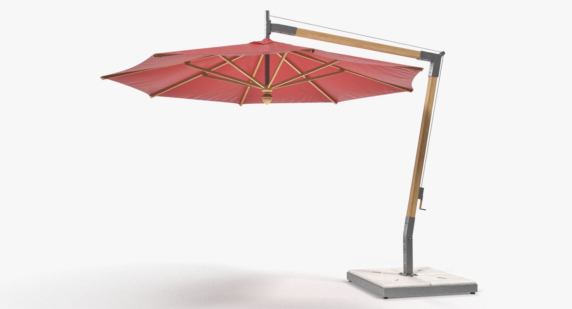 Offset Wooden Patio Umbrella 3D Model 3D model preview