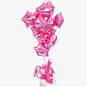 3D Stuffed Toy Elephant with Balloons Collection V1 model