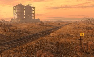 RailRoad Water Tank Desert Environment