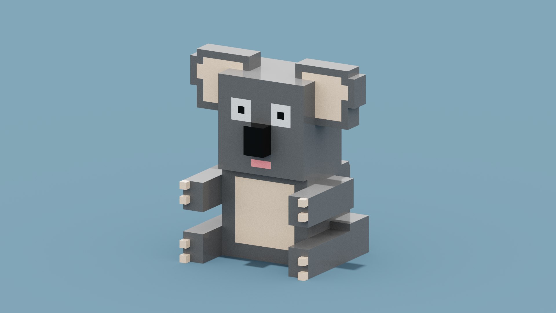 3D Voxel Koala model https://p.turbosquid.com/ts-thumb/4D/Ry5mLF/f4/spin202207201649270000/png/1658333763/1920x1080/fit_q87/14765067ac3fda69302d5e6644266040bd99da22/spin202207201649270000.jpg