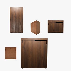 3D Wooden cupboard pack PBR Textures Blend FBX OBJ