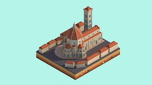 Cartoon Lowpoly Florence Cathedral Landmark