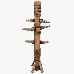 Wooden Wing Chun Combat Dummy Training Camp 3D model