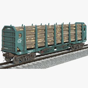 Logging Car Blue With Logs