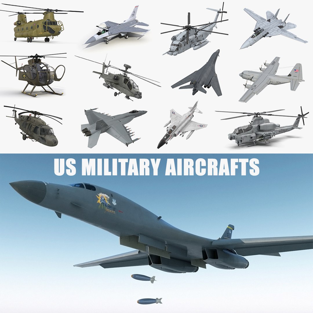 Rigged US Military Aircrafts 3D Models Collection 3D model preview