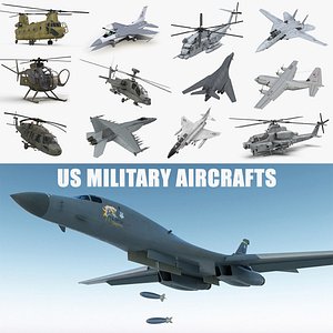 Rigged US Military Aircrafts 3D Models Collection