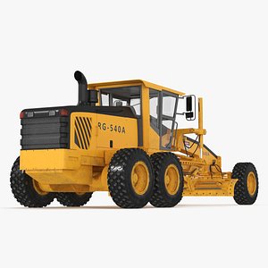 3D Motor Grader Construction Vehicle Rigged for Maya