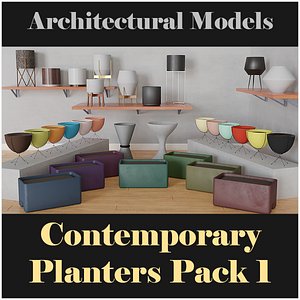 Contemporary Planter Pack 1 3D