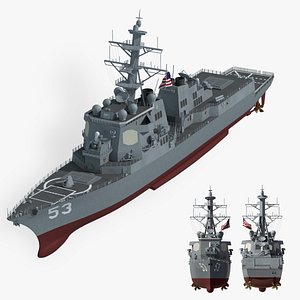 US Arleigh Burke class destroyer Warship Arleigh Burke Aegis US Navy 3D