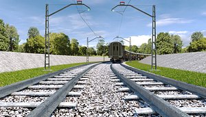 railway train rail 3D model