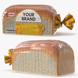 White Wheat Bread in Transparent Bag Mockup