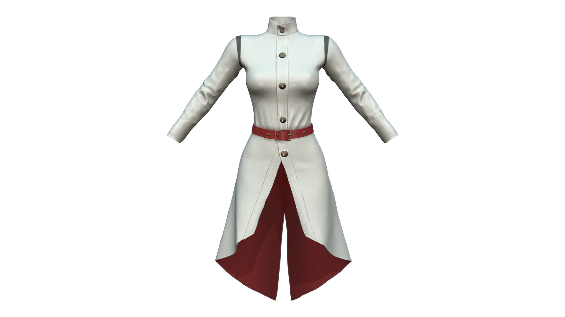 3D Female White Sci-Fi Jacket Long Coat - TurboSquid 1940182