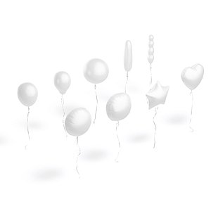 3D White Helium Balloons Set - foil gift balloon shapes