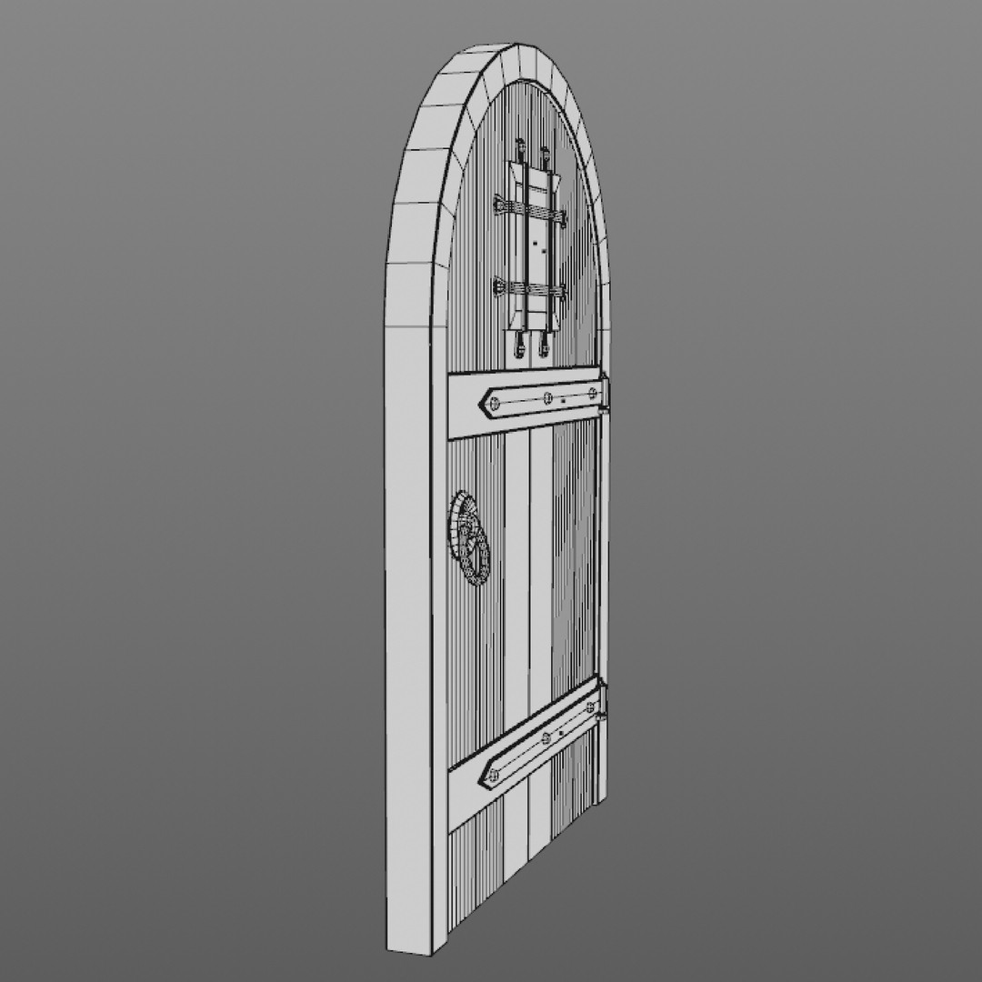 3D cartoon wooden medieval door - TurboSquid 1413147