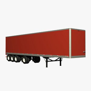 3d van trailer 4 axle model