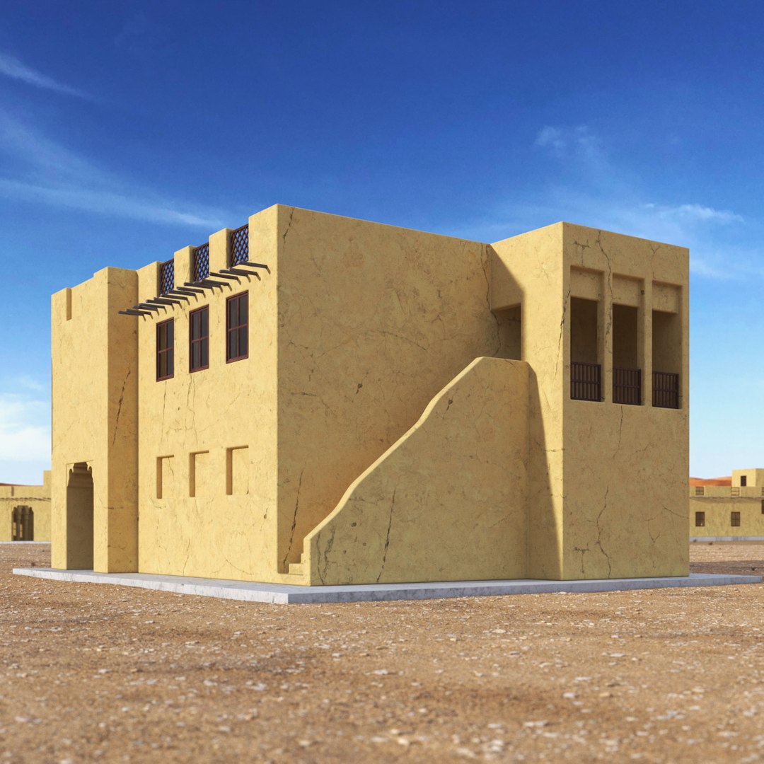 Two Story Arab Adobe House 3D model preview